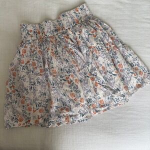 Galeries Lafayette Girls Floral Skirt White Blue Orange Size 8A Viscose Cotton